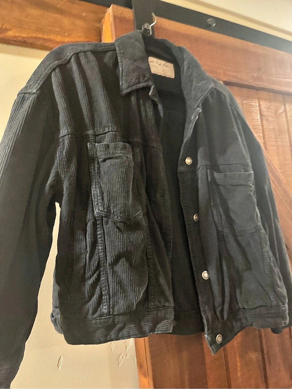We The Free Opal Swing Corduroy Utility Jacket in Washed Black - Size Medium - Picture 8 of 16
